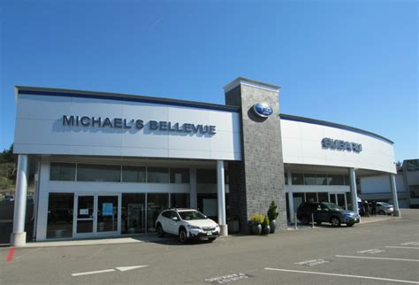 Michael's subaru of bellevue - Michaels Subaru of Bellevue - 339 Cars for Sale. Michaels Subaru of Bellevue. - 339 Cars for Sale. 15150 SE Eastgate Way. Bellevue, WA 98007 Map & directions. https://www.michaelssubaru.com. Sales: (425) 620-2831 Service: (888) 418-0142. Today 9:00 AM - 7:00 PM (Open now)